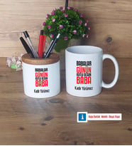 Babalar Günü Hediyesi Kalemlik, Kupa Bardak T Kişiye Özel Hediye Babaya Hediye (Model 4)