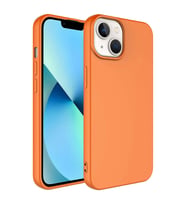 Apple iPhone 15 Kılıf Kamera Korumalı iÇi Süet Dokulu Lansman Tipi Silikon (Turuncu)