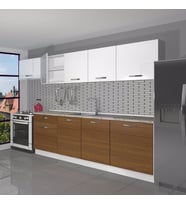 Decoraktiv Smart 280 MDF Hazır Mutfak Dolabı - Tezgah Dahil - Parlak Beyaz (Beyaz - Ceviz)