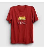 Presmono Unisex Beyaz King Kral T-Shirt 381130tt (Kırmızı)