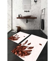 Dijital Baskılı Kaymaz Taban Yıkanabilir 2'li Klozet Takımı Banyo Paspası NDKZ-HT-1594 (Kahverengi)