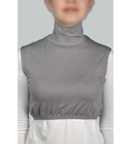 Sıfır Kol Balıkçı Yaka Tam Boğazlı Likralı Penye Kadın Yarım Body (Gri)