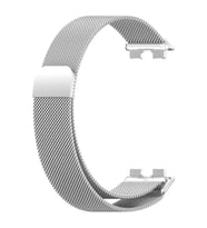 Huawei Band 8 Uyumlu Kordon Mıknatıslı Metal Hasır Kayış (Gümüş)