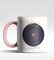 Kişiye Özel Astrolog Tasarımlı Siyah Kupa (Beyaz-Pembe)