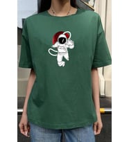 Unisex Nasa Baskılı T-shirt (Yeşil)