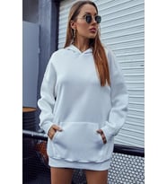 Unisex Pamuk Şardonlu Kapüşonlu Sweatshirt (A.Beyaz)