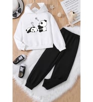 Çocuk Sleep Panda Baskılı Eşofman Takımı (Beyaz)