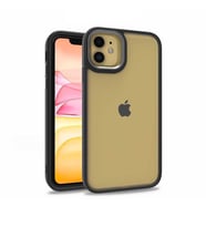 Uyumlu Model Apple iPhone 11 Kılıf Kamera Nikelaj Kenar Renkli Kapak (Siyah)