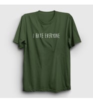 Presmono Unisex Sarı I Hate Eveyone T-Shirt 404060tt (Haki)