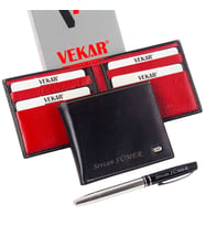 Kişiye Özel Vekar Deri Erkek Cüzdanı İnce Tasarımlı V002 (Kırmızı)