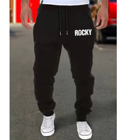 AMOR MAN ÖZEL TASARIM ROCKY BACAK BASKILI ŞARDONLU KIŞLIK JOGGER ERKEK EŞOFMAN ALTI (Siyah)