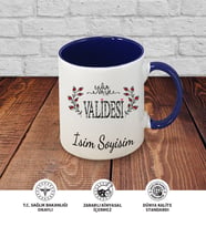 Anne Temalı Kişiye Özel İsim ve Fotoğraf Baskılı Kupa Bardak No:003 (Lacivert)