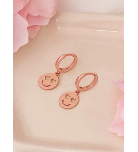 925 AYAR GÜMÜŞ SALLANTILI EMOJİ GÜLEN YÜZ KÜPE (Rose)