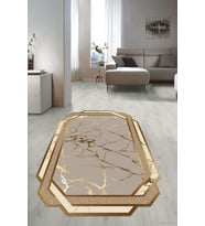 Dijital Baskılı Kaymaz Taban Yıkanabilir Lazer Kesim Salon Halısı Yolluk NLZR-SD-692 (Kahverengi)