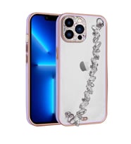 Apple iPhone 13 Pro Kılıf Taş Süslemeli El Tutamaçlı Blazer Kılıf (Lila)