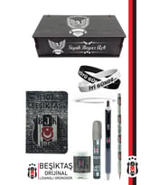 Beşiktaş Orijinal Lisanslı Kalem Bileklik Bloknot Kalemtraş Silgi Hediyelik Set (Beyaz)