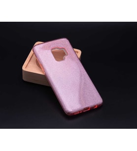 Samsung Galaxy A6 2018 Kılıf Simli Parlak Shining Kapak (Rose)