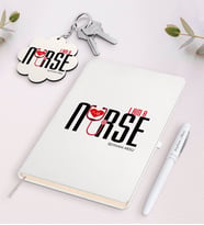 BK Gift Kişiye Özel Hemşire Siyah Defter Kalem Ve Anahtarlık Hediye Seti-1 (Model 2)