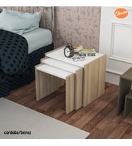 Modilayn Zigon Sehpa 3 lü Sehpa (Sütlü Kahve)
