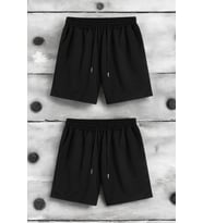 2'li Paket Unisex Pamuklu Rahat Penye Şort (Siyah)