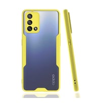Ceponya Oppo A74 4G Kılıf kamera Korumalı Arkası Şeffaf Silikon (Sarı)