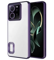 Xiaomi 13T Kılıf Köşeleri Renkli Şeffaf Kamera Korumalı Silikon Luxury Kapak (Mor)