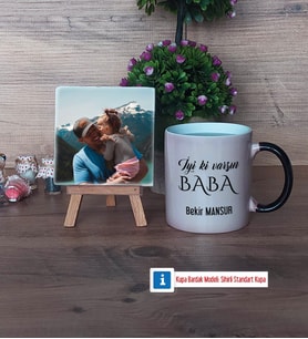 Babaya Hediye Fotoğraflı Dekoratif Taş, Kupa Bardak Beyaz Hediye (Model 9)