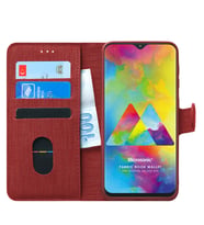 Samsung Galaxy M20 Kılıf Fabric Book Wallet (Kırmızı)