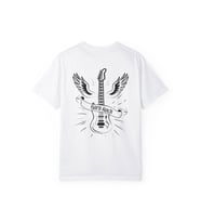 Rock Gitar Baskılı Unisex Oversize Pamuklu Tişört (Beyaz)