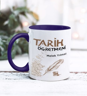 Tarih Öğretmeni Tasarımlı Kişiye Özel Kupa Bardak (Lacivert)