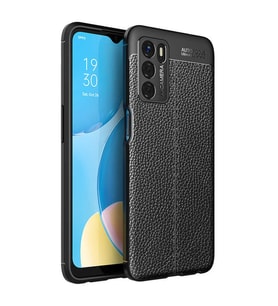 Oppo A16 Kılıf Zore Niss Deri Desenli Silikon Kılıf (Siyah)
