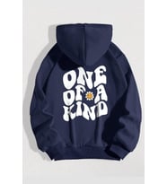 One Of a Kind Baskılı Oversize Sweatshirt (Lacivert)