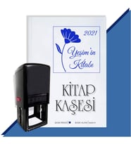 Kişiye Özel Çiçek Buketi 16 2021 Otomatik Kitap Kaşesi (Mavi)