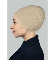 Hazır Pratik Geçmeli Lastikli Tesettür Bone (Kum Beji)