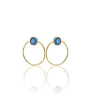 Kadir Jewellery 22 Ayar Altın Kaplama Kadın Halka Küpe -El İşçiliği Ve Hipoalerjenik Küpe (Koyu Mavi)