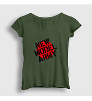 Presmono Kadın Beyaz Logo Rock New Model Army T-Shirt 485629tt (Haki)