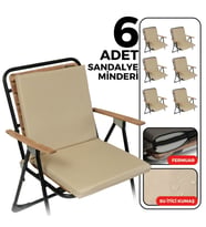 XPERMATE 6'lı Arkalıklı Sandalye Minderi Fermuarlı 40x40 Sırtlıklı Sandalye Minderi Bağcıklı (Bej)