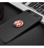 Uyumlu Model Apple iPhone 7 Plus Kılıf Yüzüklü Magnetli Ravel Case (Siyah-Rose Gold)