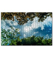 Cakapuzzle Sarı ve Yeşil Yapraklar Arasından Gökyüzü  Puzzle Yapboz MDF (Ahşap) (255 Parça)