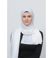 Simli Abiye Şifon Şal (Beyaz)