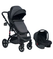 Jusso Pro Max Travel Sistem Bebek Arabası-Siyah (Siyah - Füme)