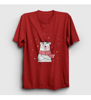Presmono Unisex Sarı Polar Bear Kutup Ayısı Yılbaşı T-Shirt 270493tt (Kırmızı)