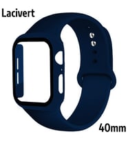 ALLY Apple Watch 4-5-6 40mm Silikon Kordon Kayış ve Ekran Koruyucu Kılıf (Lacivert)