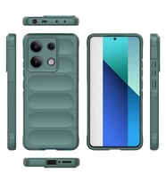 Xiaomi Redmi Note 13 4G Kılıf Esnek TPU Oyuklu Arka Yüzey Tasarımlı Etnik Silikon Kılıf (Koyu Yeşil)