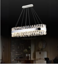 Roxy Taşlı Yemek Masası Avize Led Avize Kristal Taş Salon  Avize (Krom)