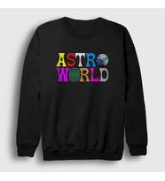 Presmono Unisex Beyaz Astroworld V2 Travis Scott Sweatshirt 44178tt (Siyah)