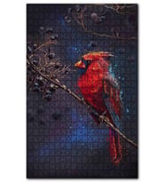 Cakapuzzle Daldaki Kırmızı Kardinal Kuşu Siyah Meyveler Puzzle Yapboz MDF(Ahşap) (255 Parça)