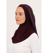 Hazır Lüks Pratik Hijablı  Şifon Şal (Mürdüm)