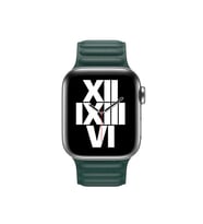 Uyumlu Model Apple Watch 7 8 45mm Kordon Baklalı Deri Kordon (Koyu Yeşil)