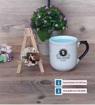 Baş Harf ve İsim Soyisim Kupa Bardak Beyaz ve Fotoğraflı Ahşap Anahtarlık Hediye (Model 10)